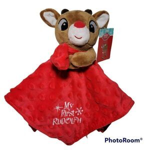 Rudolph Red Nosed Reindeer Lovey Security Blanket MY FIRST RUDOLPH 12x12 NWT